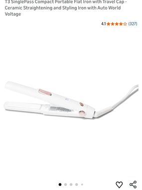T3 SinglePass Compact Portable Flat Iron - White with Rose Gold Accents